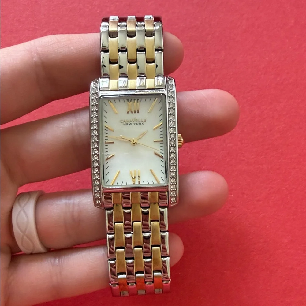 Caravelle New York Two-Tone Crystal Accent Women’s Watch - Gold & Silver - Picture 1 of 7